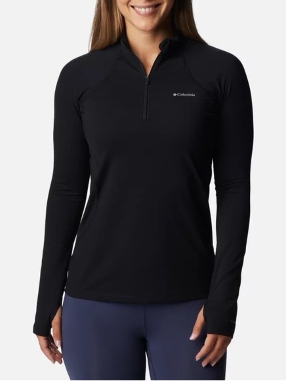Columbia Women's Black Long-Sleeve 1/4 Zip Performance Top Omni Heat Lining